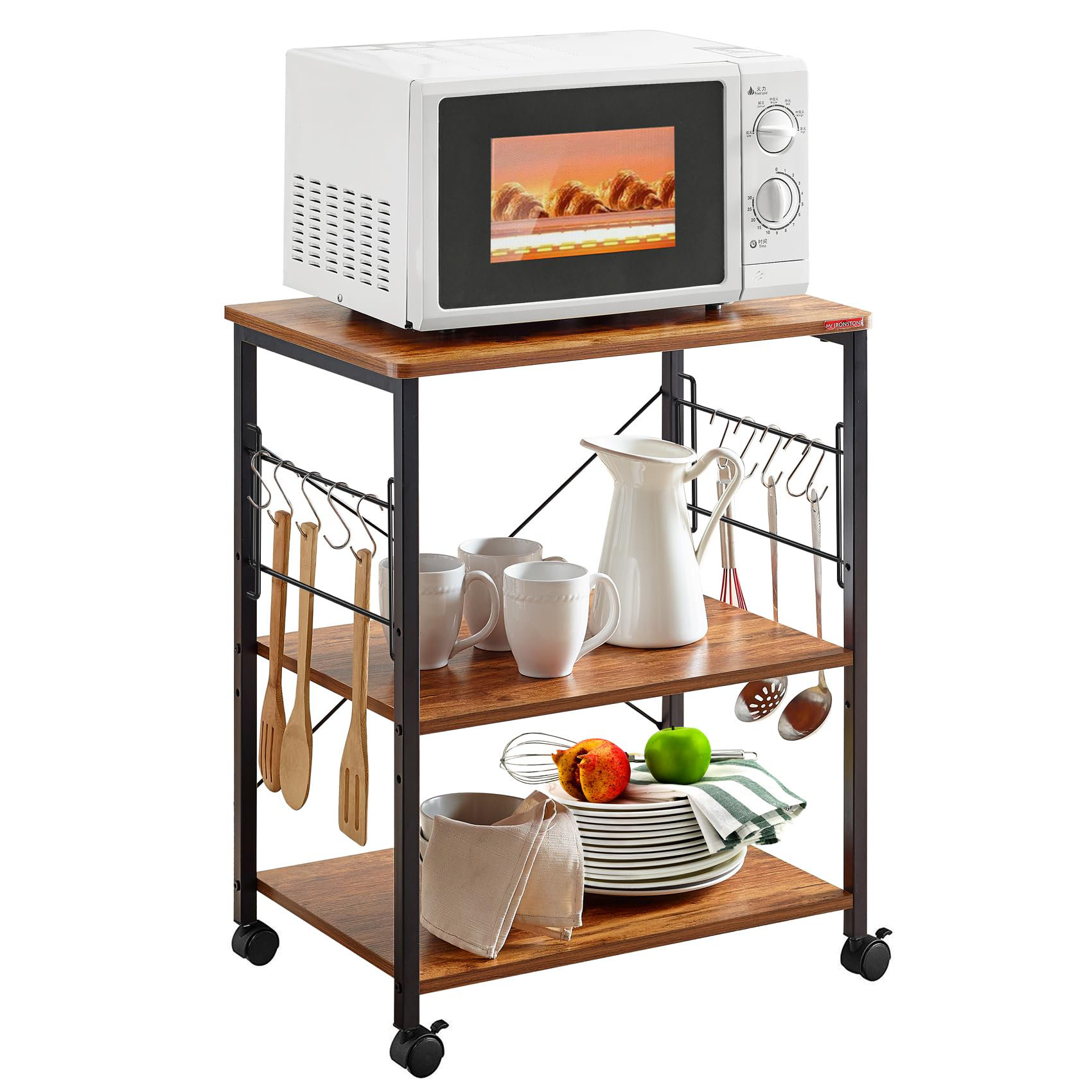 17 Stories Kitchen Stand Microwave Cart 23.7 For Small Space Coffee Cart 3 Tier Rolling Utility Microwave Oven Rack On Wheels Vintage Wayfair